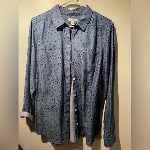 Chambray patterned collared shirt